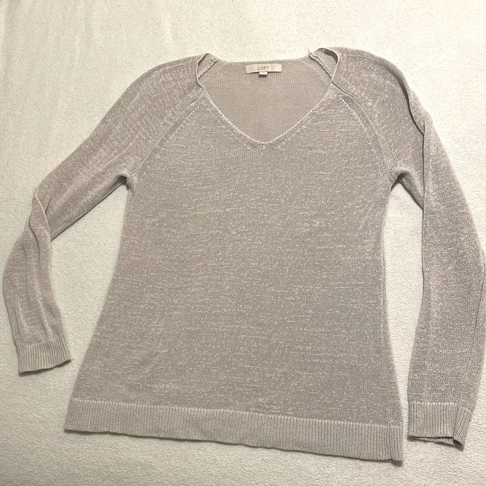 Loft size M v neck lightweight grey sweater